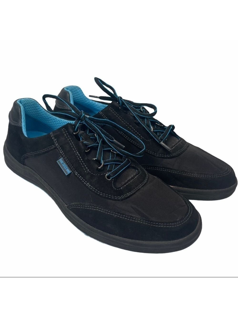 SAS Sporty Black Leather Comfort Walking Sneakers Womens 9 Orthopedic Casual
